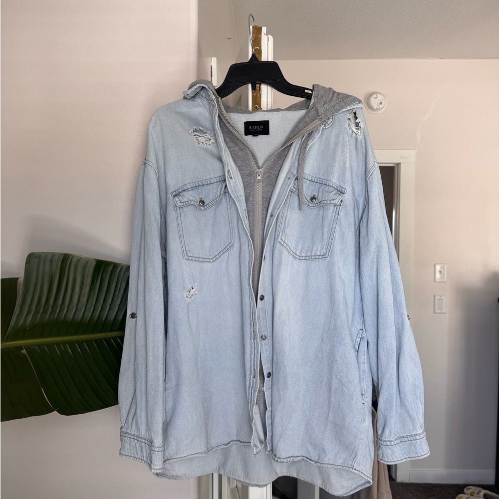 Light Blue Distressed Denim Jacket